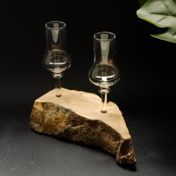 Schnapsanbieter 2 Stück kleine Gläser mit Stiel auf Wurzel Steckglas Set Schnaps Geschenk Neu 27.60.1.88