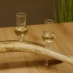 Schnapsanbieter 4x kleine Gläser Steckglas mit Stiel auf Rothirschstange Geschenk 27.60.2.49