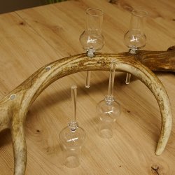 Schnapsanbieter 4x kleine Gläser Steckglas mit Stiel auf Rothirschstange Geschenk 27.60.2.54