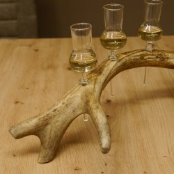 Schnapsanbieter 4x kleine Gläser Steckglas mit Stiel auf Rothirschstange Geschenk 27.60.2.54
