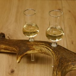 Schnapsanbieter 4x kleine Gläser Steckglas mit Stiel auf Rothirschstange Geschenk 27.60.2.55