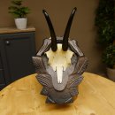 Gamsgeweih Geiß SL 17,8 cm Gams Gems Geweih auf geschnitztem Trophäenschild 47.272