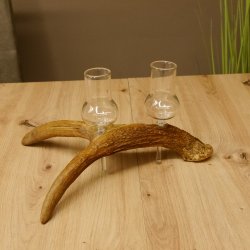 Schnapsanbieter 2 Gläser große mit Stiel auf Elchstange Ständer Steckglas Set Schnaps Geschenk Neu 27.60.9.4