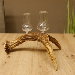Schnapsanbieter 2x Gläser große mit Stiel auf Elchstange Ständer Steckglas Set Schnaps Geschenk Neu 27.60.9.5