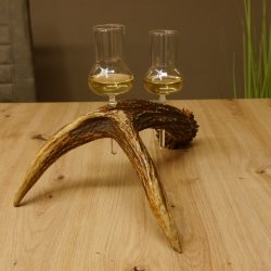 Schnapsanbieter 2x Gläser große mit Stiel auf Elchstange Ständer Steckglas Set Schnaps Geschenk Neu 27.60.9.5