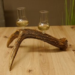 Schnapsanbieter 2x Gläser große mit Stiel auf Elchstange Ständer Steckglas Set Schnaps Geschenk Neu 27.60.9.5
