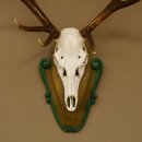 Rothirschgeweih ungerader 12 ender Hirsch Höhe 96 cm Hirschgeweih Geweih geschnitztem Trophäenschild 70.1038