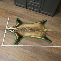 Peau de blaireau avec tête préparée Peau de blaireau Couverture Tapis de peau Longueur 105 cm 87.26.6