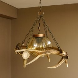 Deckenlampe Lampe Deckenleuchte 4x Sikahirschstange Stangen Leuchte 1 - flammig Lampenschirm
