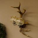 Wandlampe Wandleuchte Lampe Geweih Rothirschstange Stangen Lampe 2 - flammig Lampenschirm 92.2.15