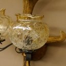 Wandlampe Wandleuchte Lampe Geweih Rothirschstange Stangen Lampe 2 - flammig Lampenschirm 92.2.15