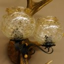 Wandlampe Wandleuchte Lampe Geweih Rothirschstange Stangen Lampe 2 - flammig Lampenschirm 92.2.15