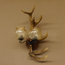 Wandlampe Wandleuchte Lampe Geweih Rothirschstange Stangen Lampe 2 - flammig Lampenschirm 92.2.15