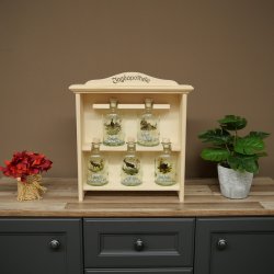 Jagdapotheke aus Holz mit 5 Flaschen und Jagdmotiv Jagd Neu 27.7.10.2