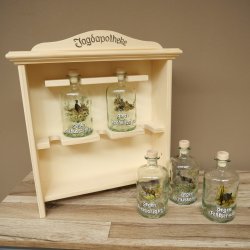 Jagdapotheke aus Holz mit 5 Flaschen und Jagdmotiv Jagd Neu 27.7.10.2