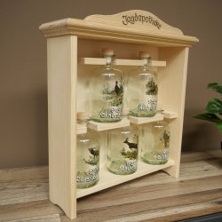 Jagdapotheke aus Holz mit 5 Flaschen und Jagdmotiv Jagd Neu 27.7.10.3