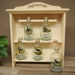 Jagdapotheke aus Holz mit 5 Flaschen und Jagdmotiv Jagd Neu 27.7.10.3