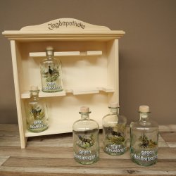 Jagdapotheke aus Holz mit 5 Flaschen und Jagdmotiv Jagd Neu 27.7.10.3