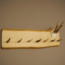 Geweih Garderobe mit 7 Hirschspitzen Haken auf Holzbrett Rehgeweih Wandgarderobe Unikat 27.8.124