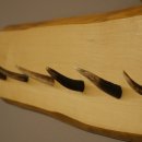 Geweih Garderobe mit 7 Hirschspitzen Haken auf Holzbrett Rehgeweih Wandgarderobe Unikat 27.8.124