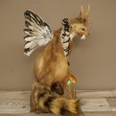 Martre Wolpertinger avec bois de cerf Barre Wolpi Préparation bois de chevreuil et dents Hauteur 47 cm 86.10.19