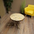 Tavolo da cerimonia con 4 montanti in corno di cervo rosso e piano in vetro ESG 8 mm 99.2.9