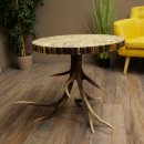 Tavolo da cerimonia con 4 montanti in corno di cervo rosso e piano in vetro ESG 8 mm 99.2.9