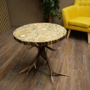 Tavolo da cerimonia con 4 montanti in corno di cervo rosso e piano in vetro ESG 8 mm 99.2.9