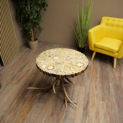 Tavolo da cerimonia con 4 montanti in corno di cervo rosso e piano in vetro ESG 8 mm 99.2.9