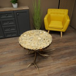 Tavolo da cerimonia con 4 montanti in corno di cervo rosso e piano in vetro ESG 8 mm 99.2.9