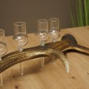 Schnapsleverancier 5x kleine glazen met steel op edelhertenstang Cadeau 27.60.2.57