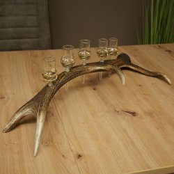 Schnapsleverancier 5x kleine glazen met steel op edelhertenstang Cadeau 27.60.2.57