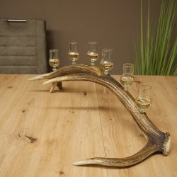 Schnapsleverancier 5x kleine glazen met steel op edelhertenstang Cadeau 27.60.2.57