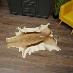 Tappeto in pelle di springbok, pelle di springbok africana, tappeto in pelle animale, lunghezza 132 cm