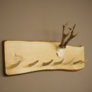 Geweih Garderobe mit 7 Hirschspitzen Haken auf Holzbrett 1x Rehgeweih Wandgarderobe Unikat 27.8.128