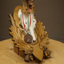 Rehgeweih Medaillenklasse Bronze CIC 109,33 IP kapitaler Bock Reh Geweih Gehörn geschnitztem Trophäenschild