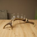 Schnapsleverancier 5 grote glazen met steel op een stang van roodhertenhoorn Cadeau 27.60.2.65
