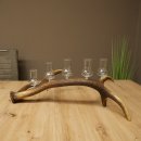 Schnapsleverancier 5 grote glazen met steel op een stang van roodhertenhoorn Cadeau 27.60.2.65
