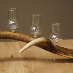 Schnapsleverancier 5 grote glazen met steel op een stang van roodhertenhoorn Cadeau 27.60.2.65