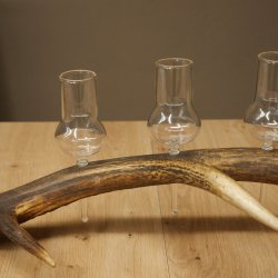 Fournisseur de schnaps : lot de 5 grands verres à pied sur un support en bois de cerf rouge - Cadeau 27.60.2.66