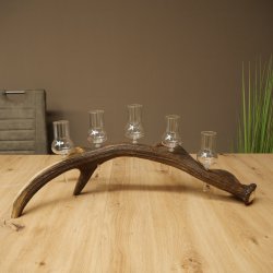 Schnapsleverancier 5 grote glazen met steel op een stang van roodhertenhoorn Cadeau 27.60.2.68