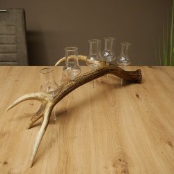 Fournisseur de schnaps : lot de 5 grands verres à pied sur un support en bois de cerf rouge - Cadeau 27.60.2.69