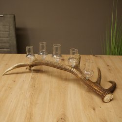 Fournisseur de schnaps : lot de 5 grands verres à pied sur un support en bois de cerf rouge - Cadeau 27.60.2.69