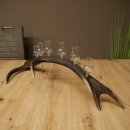 Lot de 6 petits verres à schnaps avec pied, présentés sur un support en bois de cerf rouge - Cadeau 27.60.2.72