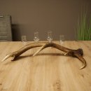 Schnapsset: 4 kleine glazen met steel, gepresenteerd op een stang van rood hert – cadeau 27.60.2.76