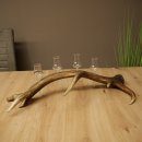 Schnapsset: 4 kleine glazen met steel, gepresenteerd op een stang van rood hert – cadeau 27.60.2.76