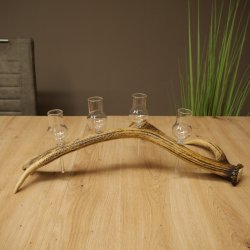 Set da liquore: 4 bicchierini con stelo su un corno di cervo rosso - Regalo 27.60.2.77