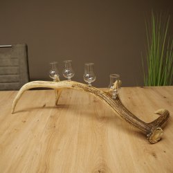 Set da liquore: 4 bicchierini con stelo su un corno di cervo rosso - Regalo 27.60.2.79