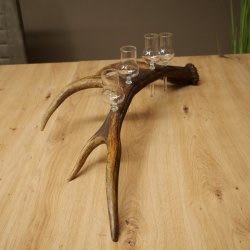 Set da liquore: 4 bicchierini con stelo su un corno di cervo rosso - Regalo 27.60.2.80