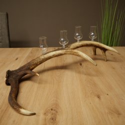 Set da liquore: 4 bicchierini con stelo su un corno di cervo rosso - Regalo 27.60.2.81